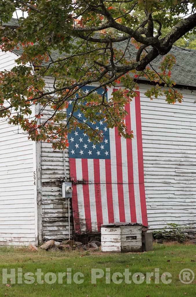 Photo - Barn with a Patriotic Touch in Bonny Eagle, Maine- Fine Art Photo Reporduction