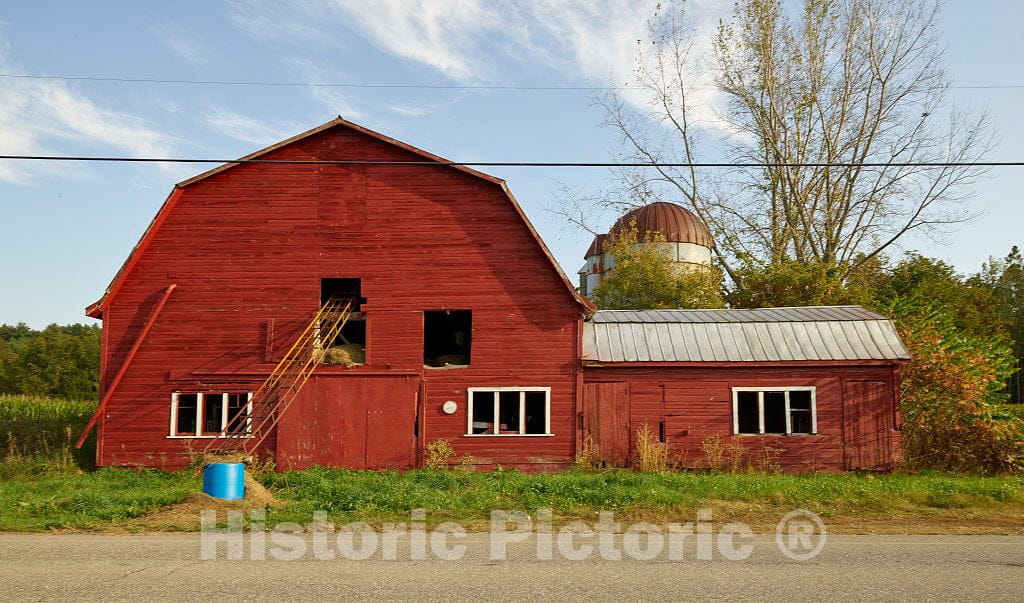 Photograph- Hay barn with conveyor in South Hero, Vermont, the southern half of Grand Isle, one of the Lake Champlain Islands chain in Lake Champlain, separating Vermont and New York State