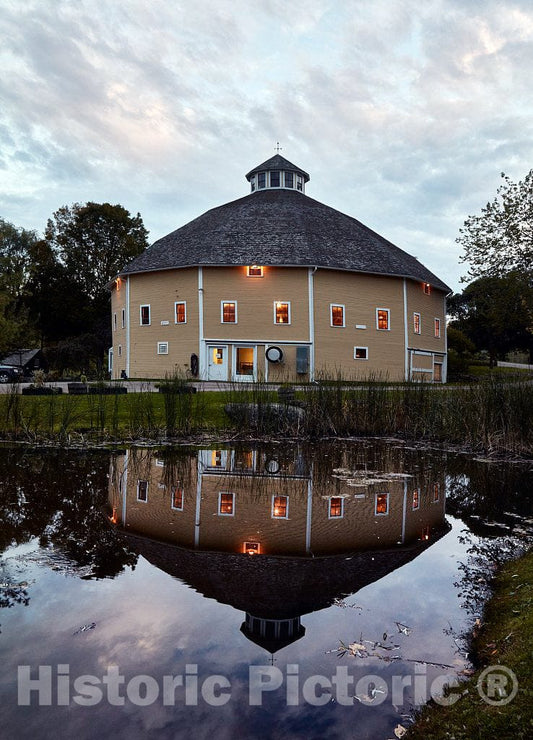 Photo - A onetime Fancy Round barn, Now a Bed and Breakfast, The Inn at The Round Barn, Near Waitsfield, Vermont- Fine Art Photo Reporduction