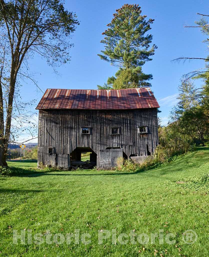 Photo- Old barn with a Built-in Drive-Through Passageway Near Middlebury, Vermont 1 Fine Art Photo Reproduction