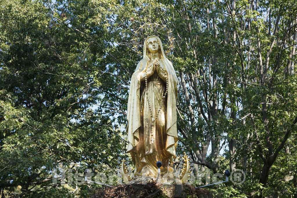 Photo- Gold-Leaf Statue of Mary, Our Lady of Lourdes, at Saint Anne's Shrine on Isle La Motte, one of The Lake Champlain Islands Chain in Vermont Waters of Lake Champlain 2