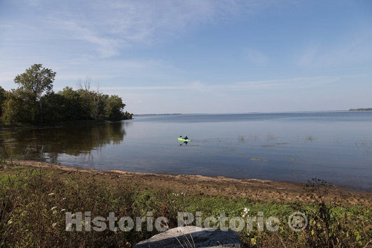 Photo- Kayaker off Isle La Motte, one of the Lake Champlain Islands chain in Vermont waters of Lake Champlain, separating Vermont and New York State 2 Fine Art Photo Reproduction