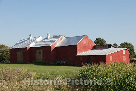 Photo - Multi-Tiered barn with Two ventilators Near Swanton, Vermont- Fine Art Photo Reporduction
