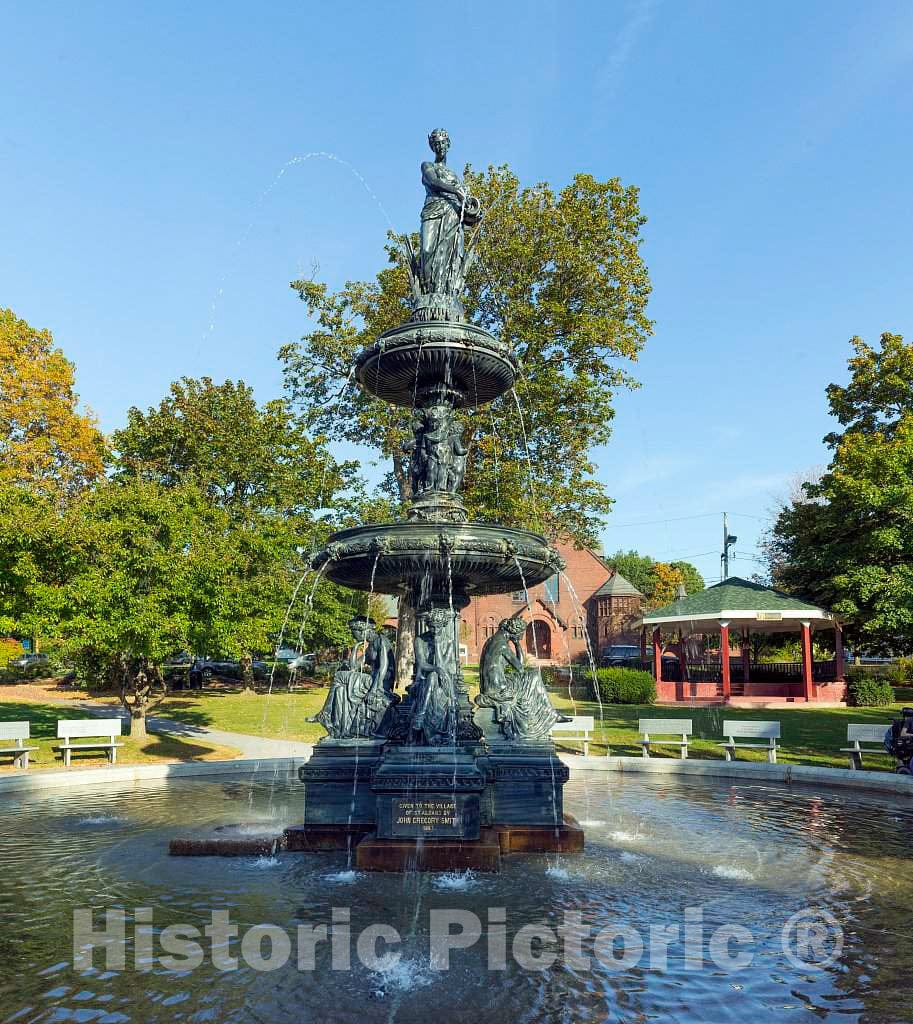 Photo - The elaborately Restored 1887" Ladies of St. Albans Fountain, as Locals Often Call it, in St. Albans, Vermont's, Taylor Park- Fine Art Photo Reporduction