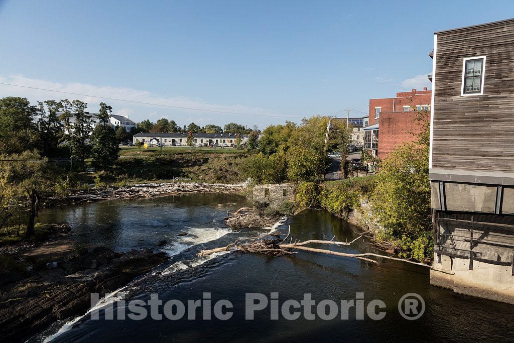 Photo - View from The top of Middlebury Falls, a Waterfall on The Otter Creek in The Heart of Downtown Middlebury, Vermont- Fine Art Photo Reporduction