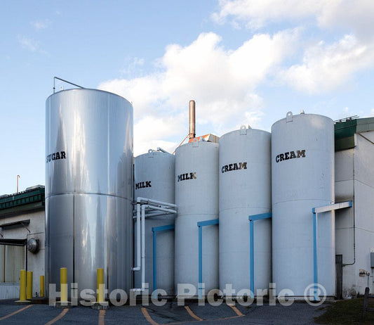 Photo - Silo-Sized containers of ice Cream Ingredients at The Ben and Jerry's Ice Cream Factory in South Burlington- Fine Art Photo Reporduction