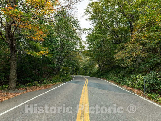 Photo - Road through Smugglers' Notch, a narrow mountain pass surrounded by high bluffs in Lamoille County, Vermont- Fine Art Photo Reporduction