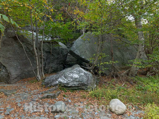 Photo- Boulders and Trees Along The Road in Smugglers' Notch, a Narrow Mountain Pass Surrounded by high Bluffs in Lamoille County, Vermont 2 Fine Art Photo Reproduction