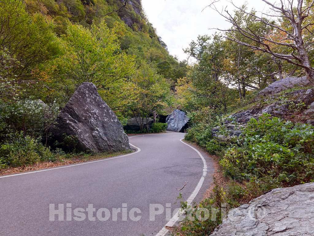 Photo - Winding Road Through The Rocks of Smugglers' Notch, a Narrow Mountain Pass Surrounded by high Bluffs in Lamoille County, Vermont- Fine Art Photo Reporduction