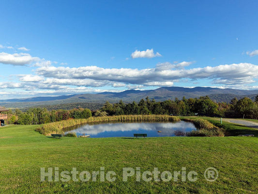 Photo- Lake and Mountain View amid Guest Houses Below The Trapp Family Lodge in Stowe, Vermont 1 Fine Art Photo Reproduction