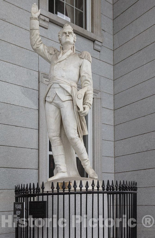 Photo - Sculptor Larkin Nead's Statue of Ethan Allen on The Porch of The Vermont Capitol, Known Locally as The State House, in The state's Capital City, Montpelier