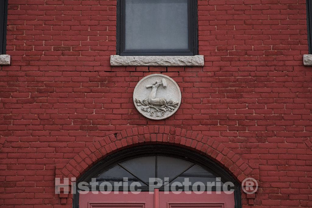 Photo - Medallion Above The Entrance to Socialist Labor Party Hall in Barre (Pronounced Barry), Vermont, a Center of The state's Granite-Processing Industry