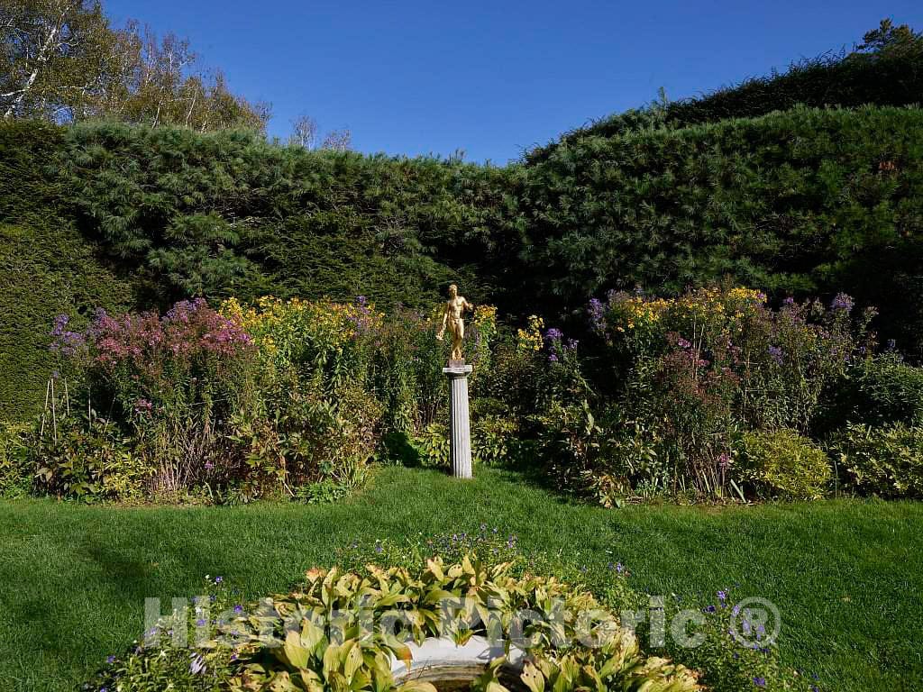 Photo- Garden statue and surroundings at Aspect, the estate of Augustus Saint-Gaudens, one of America's greatest sculptors, now the Saint-Gaudens National Historic Site in Cornish
