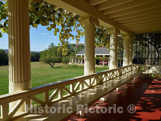 Photo- Porch of The Little Studio at Aspect, The Estate of Augustus Saint-Gaudens, one of America's Greatest sculptors, Now The Saint-Gaudens National Historic Site in Cornish