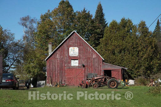 Photo - A Faded Sketch of a Farmer and his Wife Sowing Seeds Appears on This Old barn Near Columbia, New Hampshire- Fine Art Photo Reporduction