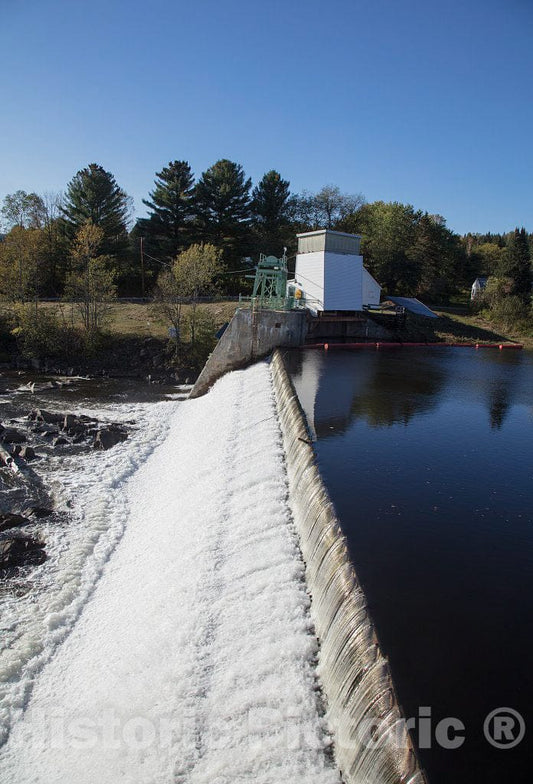 Photo- The Canaan Dam, a 27-Foot hydroelectric Dam and adjoining Railroad Bridge Spanning The Connecticut River Between Stewartstown, New Hampshire, and Canaan, Vermont 2