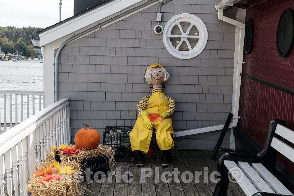 Photo - Jolly lobsterman Figure in The Fishing and lobstering Port of Boothbay Harbor, Maine- Fine Art Photo Reporduction