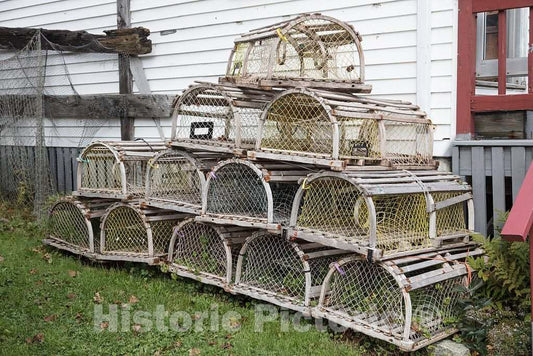 Photo - Lobster (or lobsta, as Mainers Pronounce it) Traps Beside The Palabra, a Gift Shop in The Fishing and lobstering Port of Boothbay Harbor, Maine