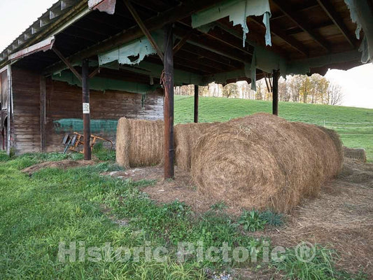 Photo - Hay Bales on The Grounds of The Park-McCullough House, a Thirty-Five Room Mansion Set on 200 Acres of Grounds in North Bennington, Vermont- Fine Art Photo Reporduction