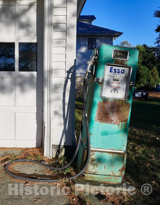 Photo - A cockeyed old gasoline pump on the grounds of the Park-McCullough House, a thirty-five room mansion set on 200 acres of grounds in North Bennington, Vermont