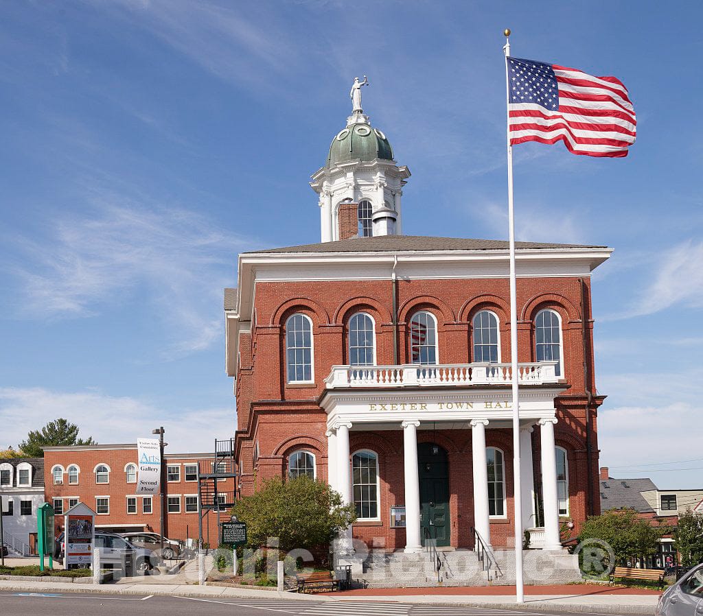 Photo - Town Hall in Exeter, New Hampshire, Home of one of America's Most prestigious and Best-Known preparatory Schools: Phillips Exeter Academy- Fine Art Photo Reporduction