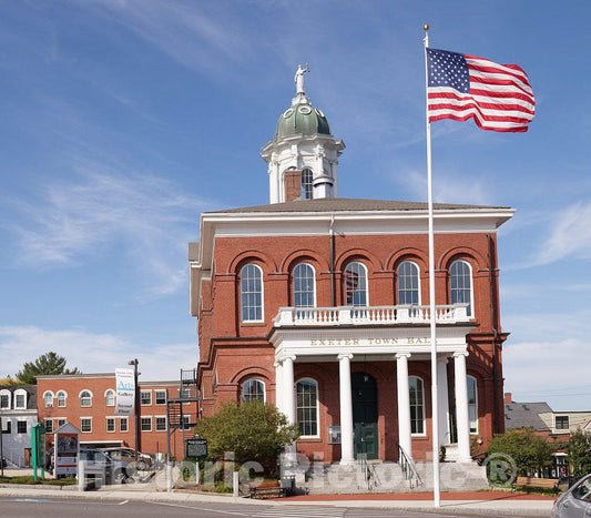 Photo - Town Hall in Exeter, New Hampshire, Home of one of America's Most prestigious and Best-Known preparatory Schools: Phillips Exeter Academy- Fine Art Photo Reporduction