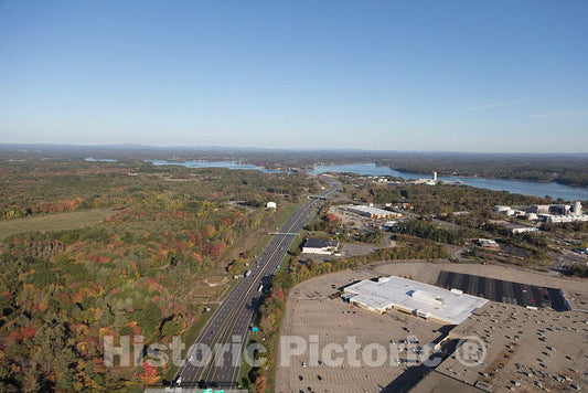 Photo - an October 2017 Aerial View of Interstate Highway 95, Heading just Past The Historic Seaport of Portsmouth, New Hampshire- Fine Art Photo Reporduction