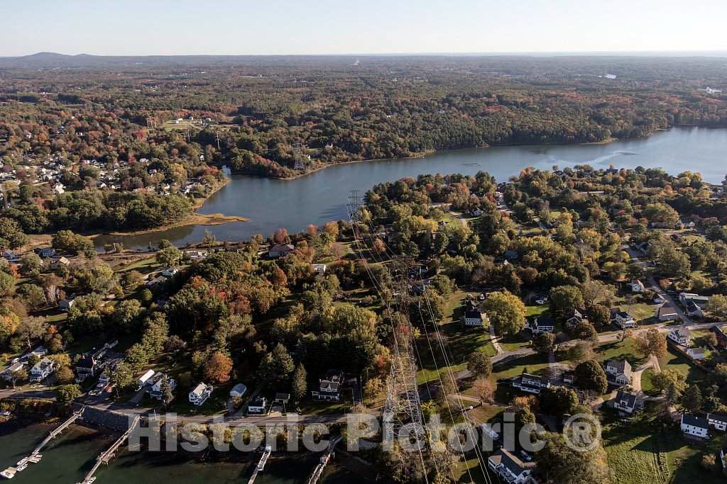Photo - an October 2017 Aerial View of The Area Surrounding The Piscataqua River, Separating The Historic Seaport of Portsmouth, New Hampshire (Foreground)