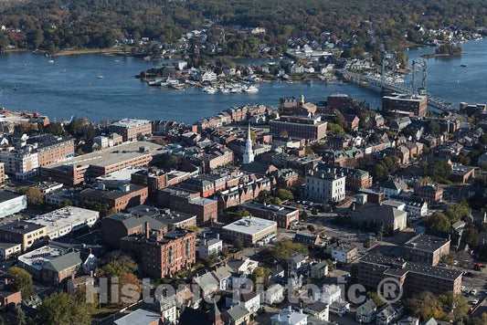 Photo- an October 2017 Aerial View of The Historic Seaport of Portsmouth, New Hampshire, The Largest City Along The Shortest Coastline (18 Miles) of Any U.S. State 3