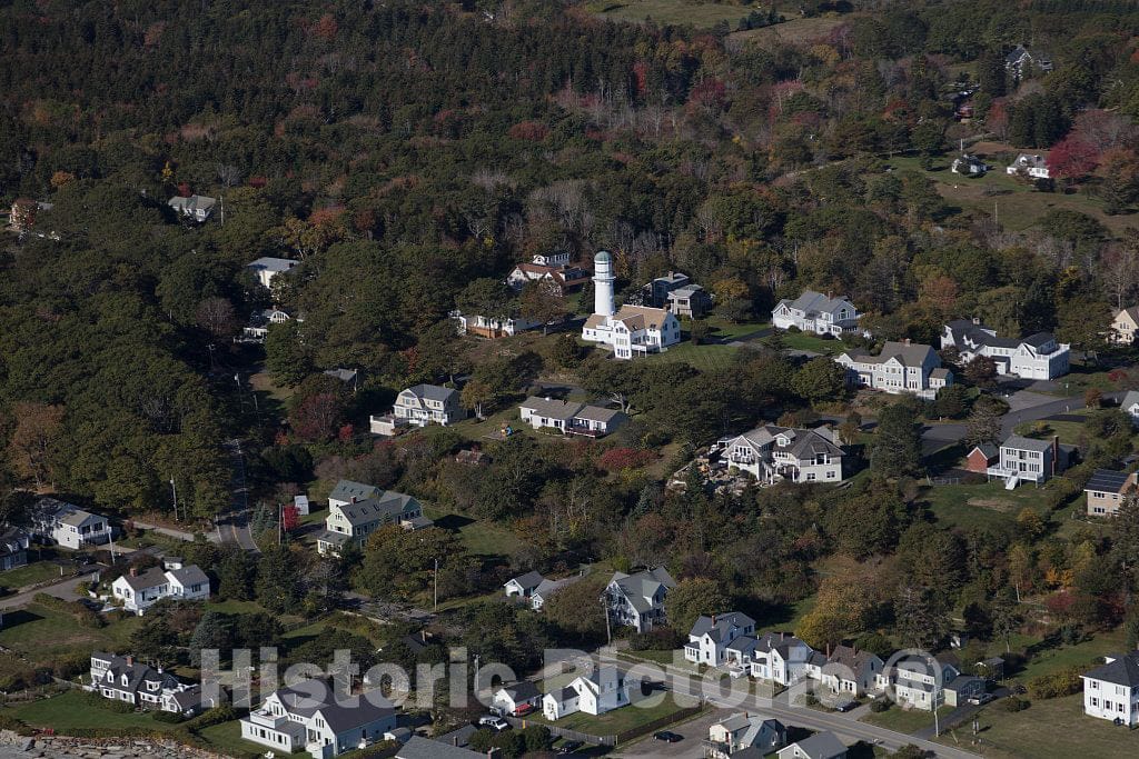 Photo- an October 2017 Aerial View of Maine's Two Lights, Two Lighthouses Within Proximity of Each Other, on Cape Elizabeth 3 Fine Art Photo Reproduction