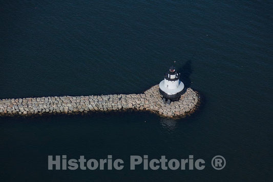 Photo- An October 2017 aerial view of Portland, Maine's, harbor, with a focus on the"Bug Light" in South Portland 1 Fine Art Photo Reproduction