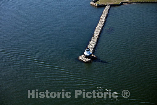 Photo- an October 2017 Aerial View of Portland, Maine's, Harbor, with a Focus on The Bug Light in South Portland 3 Fine Art Photo Reproduction