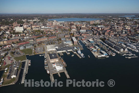 Photo- an October 2017 Aerial View of Portland, Maine, and its Busy Harbor 2 Fine Art Photo Reproduction