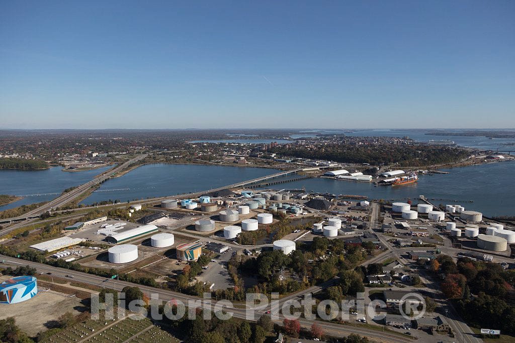 Photo- an October 2017 Aerial View of Industrial Ligonia, Maine, Across The Fore River from Portland 2 Fine Art Photo Reproduction