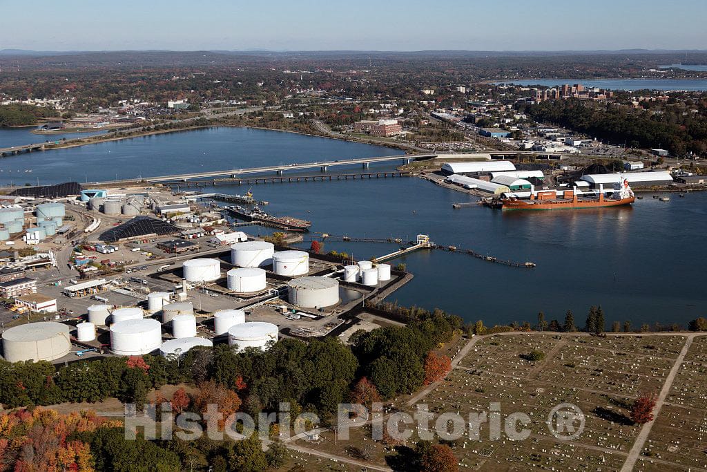 Photo- an October 2017 Aerial View of Industrial Ligonia, Maine, Across The Fore River from Portland 3 Fine Art Photo Reproduction