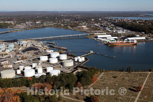 Photo- an October 2017 Aerial View of Industrial Ligonia, Maine, Across The Fore River from Portland 3 Fine Art Photo Reproduction