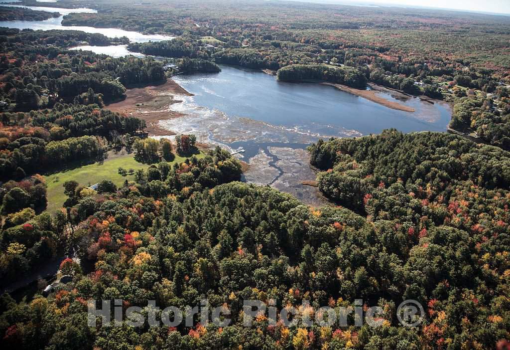 Photo- an October 2017 Aerial View of The Terrain, Including Wide Spots in The Saco River, Near Saco and Biddeford, Maine 1 Fine Art Photo Reproduction