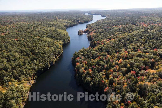 Photo- an October 2017 Aerial View of Maine forestland and Chase's Pond, which here and in Many Other Spots Looks More Like a River Than a Lake, Near York 1 Fine Art Photo