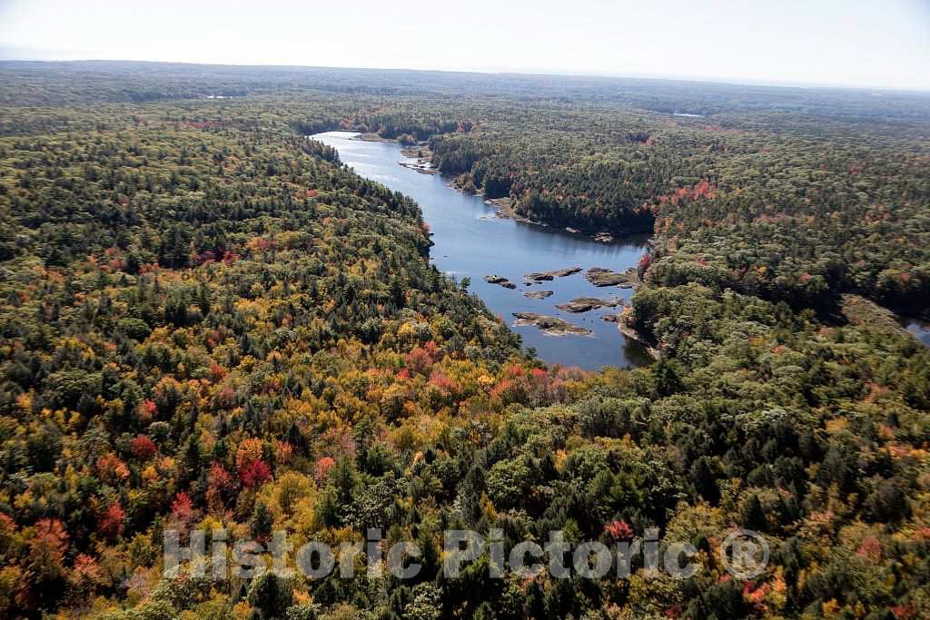 Photo- an October 2017 Aerial View of Maine forestland and Chase's Pond, which here and in Many Other Spots Looks More Like a River Than a Lake, Near York 2 Fine Art Photo