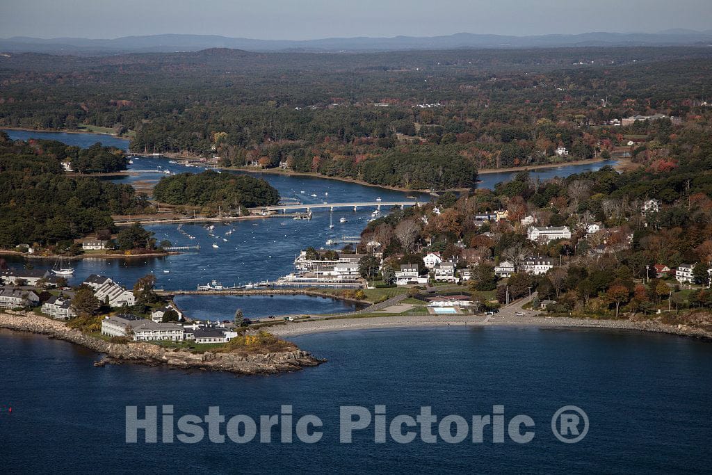 Photo - an October 2017 Aerial View of York Harbor in York, Maine- Fine Art Photo Reporduction