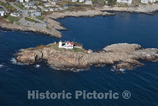 Photo- an October 2017 Aerial View of The Cape Neddick Lighthouse, Better Known as The Nubble Light, Off Wells, Maine 3 Fine Art Photo Reproduction