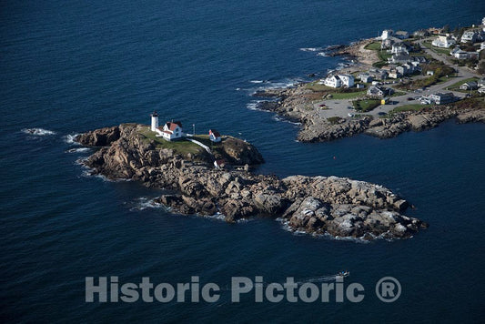 Photo- an October 2017 Aerial View of The Cape Neddick Lighthouse, Better Known as The Nubble Light, Off Wells, Maine 4 Fine Art Photo Reproduction