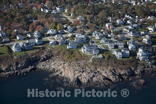 Photo- an October 2017 Aerial View of Homes on Cape Neddick, a Peninsula That is Part of York, Maine 1 Fine Art Photo Reproduction