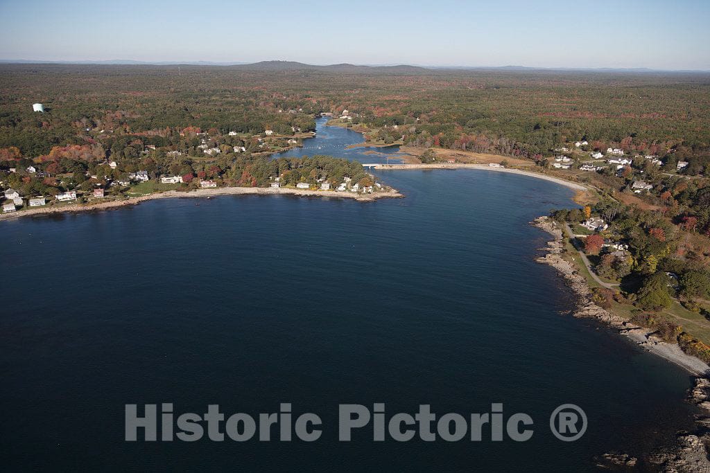 Photo - an October 2017 Aerial View from Offshore of The Atlantic Ocean Community of York in Southern Maine- Fine Art Photo Reporduction