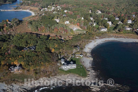 Photo- An October 2017 aerial view of homes in the aptly named York Cliffs Village, a part of the seaside town of York, Maine 1 Fine Art Photo Reproduction