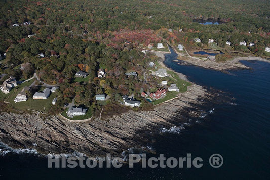 Photo- an October 2017 Aerial View of Homes in The aptly Named York Cliffs Village, a Part of The Seaside Town of York, Maine 4 Fine Art Photo Reproduction