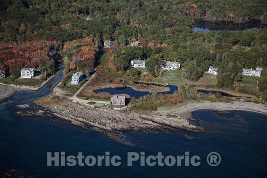 Photo- An October 2017 aerial view of homes in the aptly named York Cliffs Village, a part of the seaside town of York, Maine 5 Fine Art Photo Reproduction