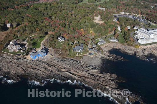 Photo- an October 2017 Aerial View of Homes in The aptly Named Bald Head Village, a Part of The Seaside Town of York, Maine 2 Fine Art Photo Reproduction
