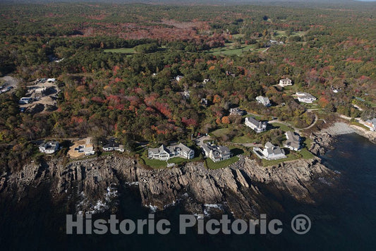Photo- an October 2017 Aerial View of Homes high Above The Atlantic Ocean on The Rocky Coast of Maine, Near Bald Head Village 1 Fine Art Photo Reproduction
