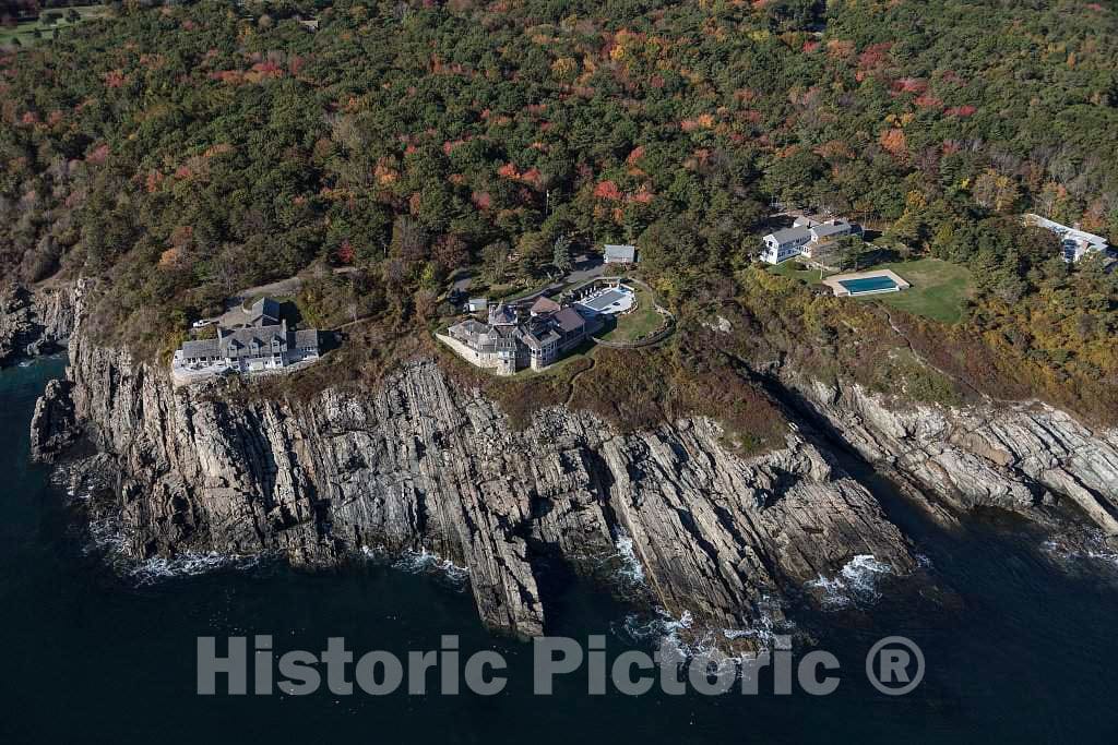 Photo- an October 2017 Aerial View of Homes high Above The Atlantic Ocean on The Rocky Coast of Maine, Near Bald Head Village 3 Fine Art Photo Reproduction